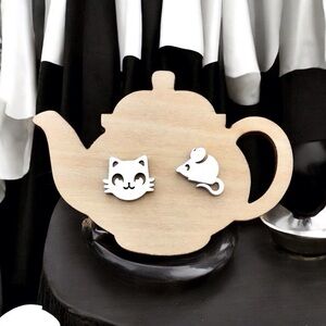 🆕 Cat and Mouse Stud Earrings Stainless Steel